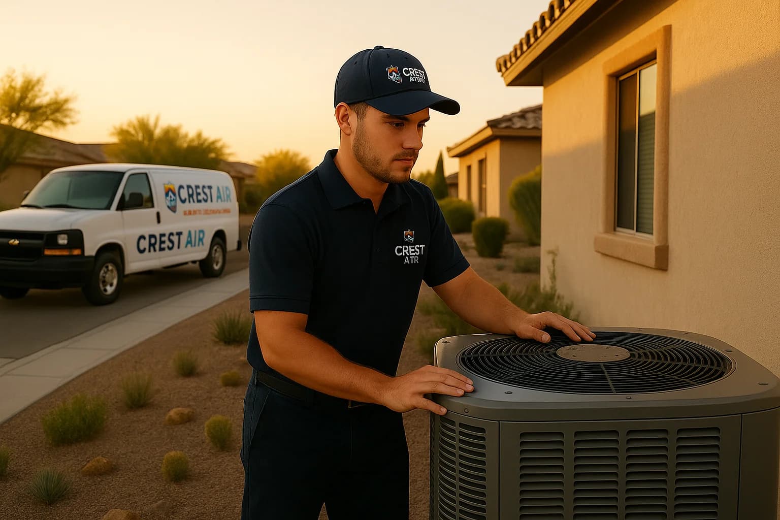 Evening follow-up visit Crest Air tech doing an evening follow-up in Flowing Wells