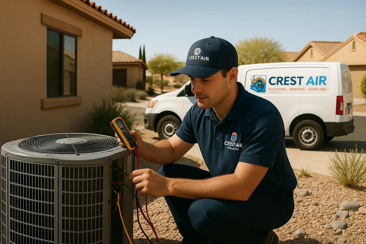 Green Valley community service Crest Air van parked at a Green Valley retirement community home