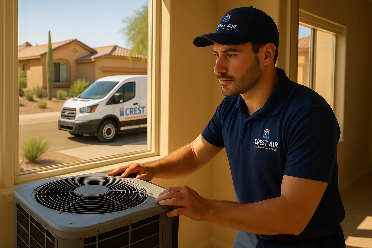Indoor Air Quality Tucson hero image Homeowner reviewing indoor air quality solutions in Tucson