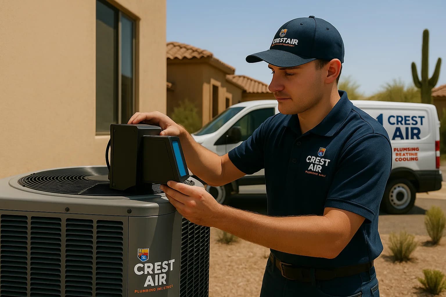 Whole-home purifier install Crest Air tech installing a whole-home air purification system