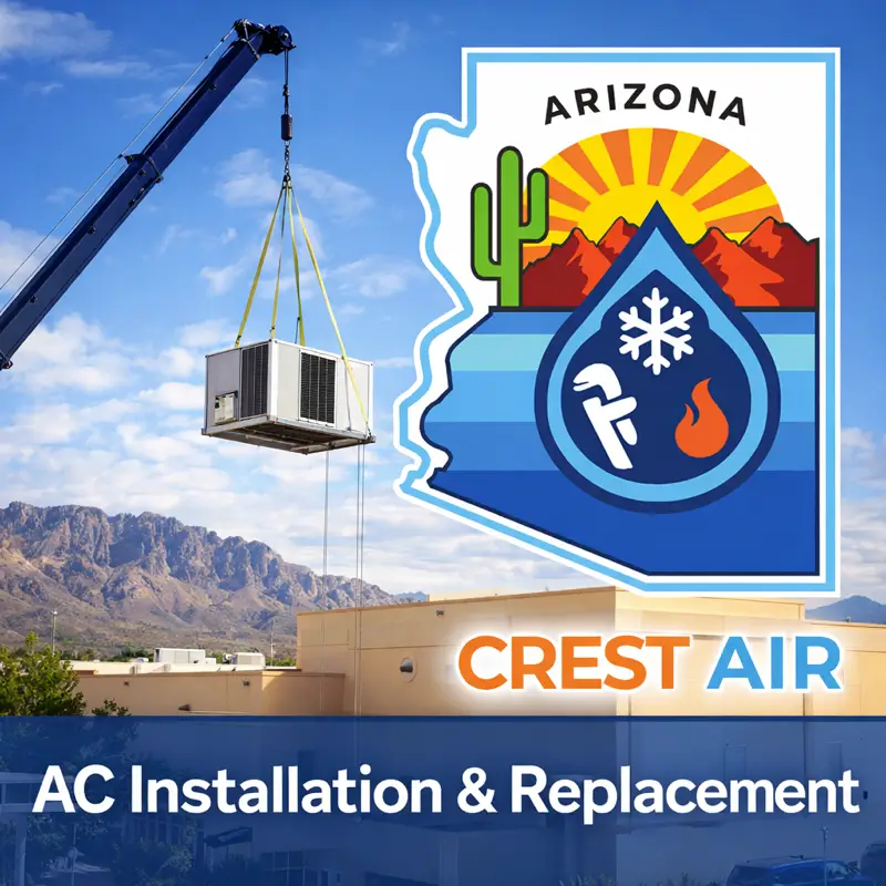 AC installation and replacement in Tucson AZ using crane lift – Crest Air HVAC