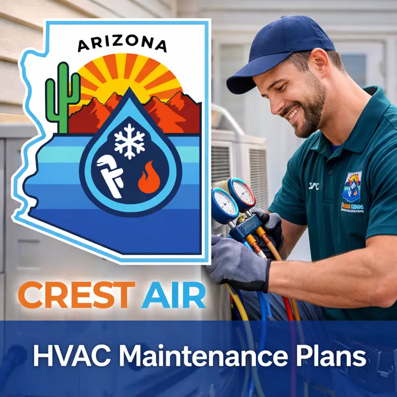 HVAC maintenance technician servicing air conditioner in Tucson AZ – Crest Air HVAC maintenance plan